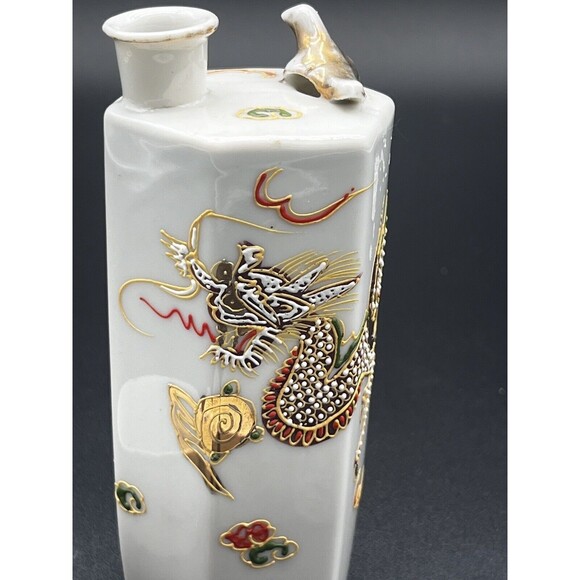 Moriage Dragonware Saki Service 6pcs Whistling Lithophane White Gold Brown VTG - Picture 5 of 11